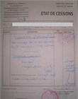 Etat de cession des frais cadastraux